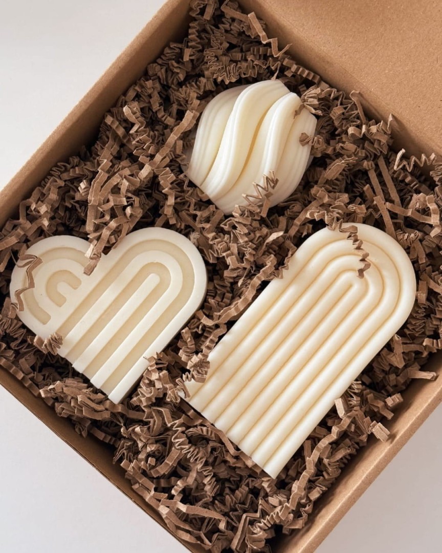 zestaw prezentowy świec sojowych geometryczne kształty candy candles