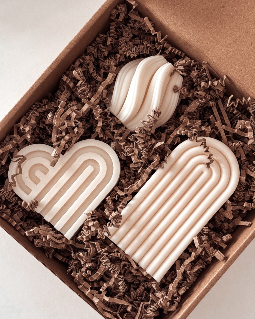 zestaw prezentowy świec sojowych geometryczne kształty candy candles