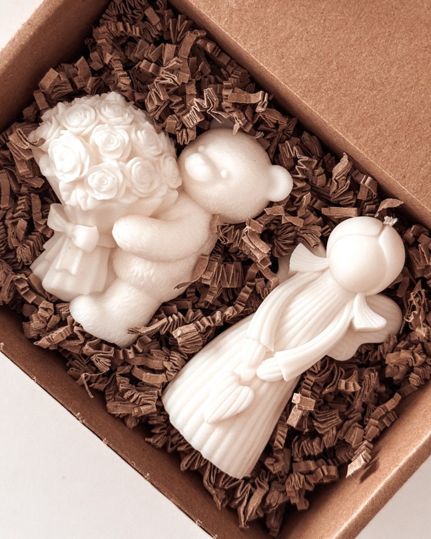 zestaw prezentowy dla dziecka świece sojowe miś i aniołek candy candles
